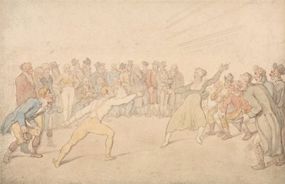 Henry Angelo and Madame Cain Fencing by Thomas Rowlandson